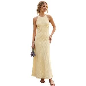 Vintage Blondie and Me Maxi Dress XS/S Yellow Feminine Cottagecore Gingham USA